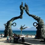Playa Del Carmen Mexico Famous Beach Side Statue With Mermaids